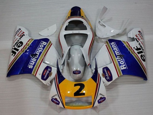1994-1996 Honda NSR250R MC28 P4 Motorcycle Fairings - White Blue Yellow Gold Rothmans Elf 2 Canada Suppliers