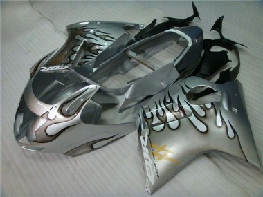 1996-2007 Honda CBR1100XX Blackbird Motorcycle Fairing - Silver Black Flame Canada Suppliers