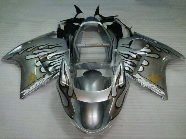 1996-2007 Honda CBR1100XX Blackbird Motorcycle Fairing - Silver Black Flame Canada Suppliers