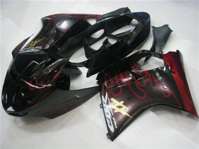 1996-2007 Honda CBR1100XX Blackbird Abs Motorcycle Fairings - Glossy Black Red Flame Canada Suppliers