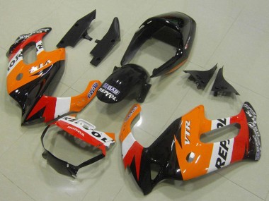 1997-2005 Honda VTR1000F Motorcycle Fairings - Orange White Red Glossy Black Repsol Canada Suppliers
