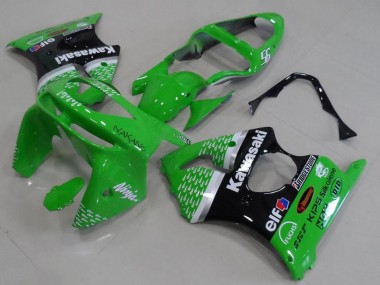 1998-1999 Kawasaki ZX6R Motorcycle Fairings - Green White Silver Glossy Black Canada Suppliers