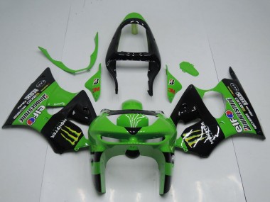 1998-1999 Kawasaki ZX6R Motorcycle Fairings - Green Glossy Black Yellow Elf Bridgestone Monster Canada Suppliers