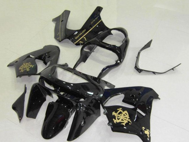 1998-1999 Kawasaki ZX9R Motorcycle Fairings - Glossy Black Gold Jw Canada Suppliers