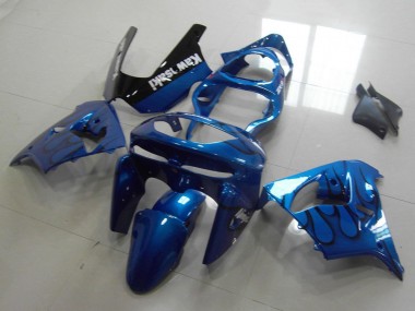1998-1999 Kawasaki ZX9R Motorcycle Fairings - Blue Black Flame Canada Suppliers