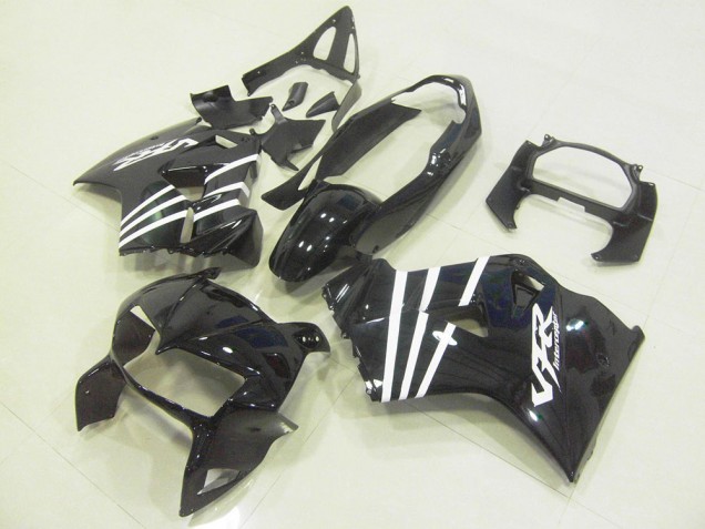1998-2001 Honda VFR 800 Motorcycle Fairings - Glossy Black White Stripe Canada Suppliers