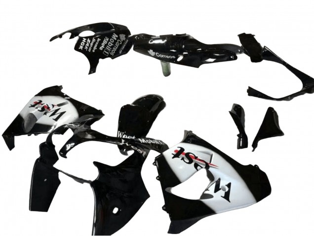 2000-2001 Kawasaki ZX9R Motorcycle Fairing - Glossy Black White West Canada Suppliers