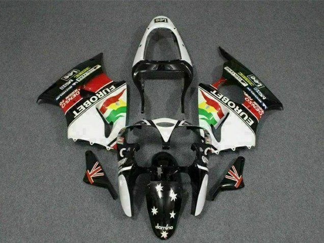 2000-2002 Kawasaki ZX6R Motorcycle Fairings - White Red Yellow Green Glossy Black Star EuroBet Canada Suppliers