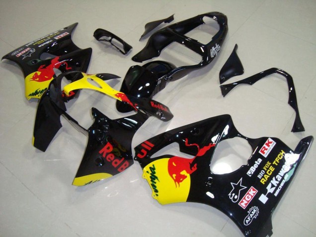 2000-2002 Kawasaki ZX6R Motorcycle Fairings - Glossy Black Yellow Red Bull Canada Suppliers