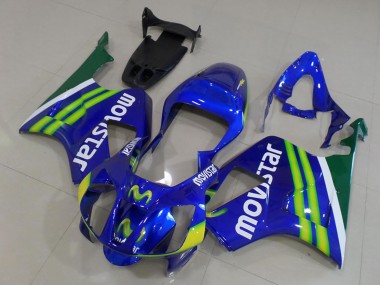 2000-2006 Honda VTR1000 Motorcycle Fairings - Blue Green White MoviStar Canada Suppliers