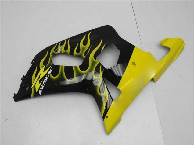 2001-2003 Suzuki GSXR 600/750 Motorcycle Fairings - Glossy Black Yellow Flame Canada Suppliers
