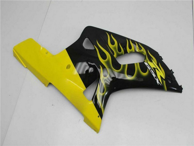 2001-2003 Suzuki GSXR 600/750 Motorcycle Fairings - Glossy Black Yellow Flame Canada Suppliers