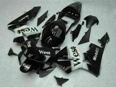 2003-2004 Honda CBR600RR Motorcycle Fairings - Glossy Black White West Mobil Canada Suppliers
