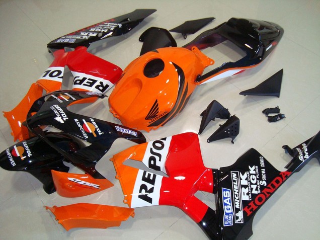 2003-2004 Honda CBR600RR Motorcycle Fairings Kit - Orange White Red Glossy Black Repsol Canada Suppliers