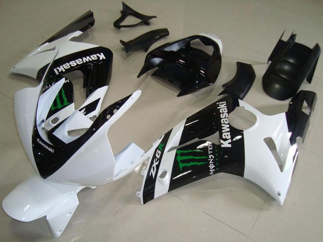 2003-2004 Kawasaki ZX6R Motorcycle Fairings - White Glossy Black Green Monster Canada Suppliers