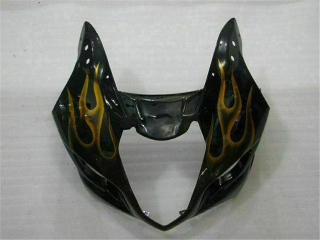 2003-2004 Suzuki GSXR 1000 Motorcycle Fairings - Glossy Black Gold Flame Canada Suppliers