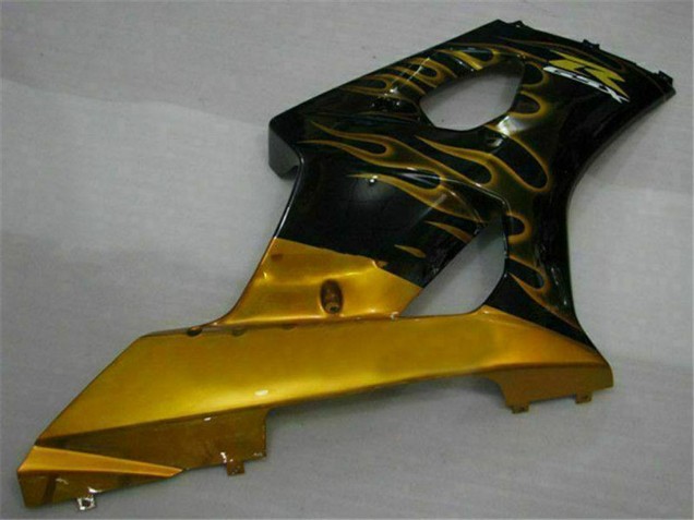 2003-2004 Suzuki GSXR 1000 Motorcycle Fairings - Glossy Black Gold Flame Canada Suppliers