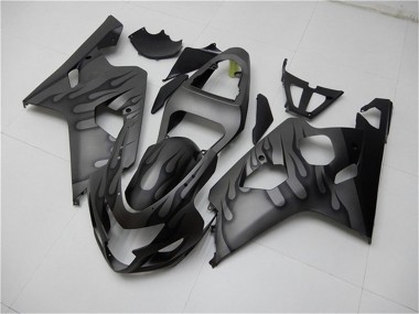 2004-2005 Suzuki GSXR 600/750 Motorcycle Fairings - Grey Black Flame Canada Suppliers
