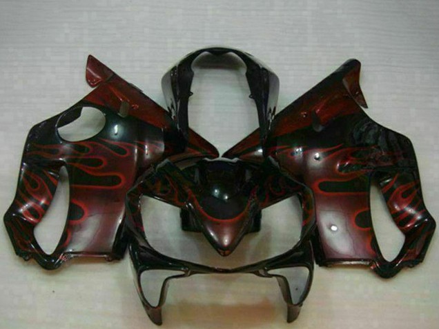 2004-2007 Honda CBR600 F4i Motorcycle Fairings - Glossy Black Red Flame Canada Suppliers
