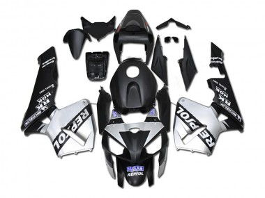 2005-2006 Honda CBR600RR Motorcycle Fairings - Black Silver Repsol Canada Suppliers