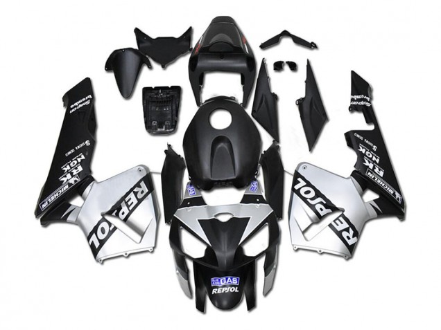 2005-2006 Honda CBR600RR Motorcycle Fairings - Black Silver Repsol Canada Suppliers
