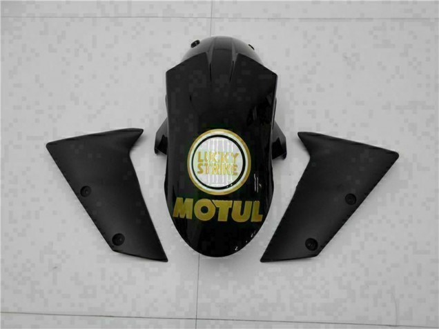 2005-2006 Kawasaki ZX6R Motorcycle Fairings - Glossy Black White Gold Lucky Strike Canada Suppliers