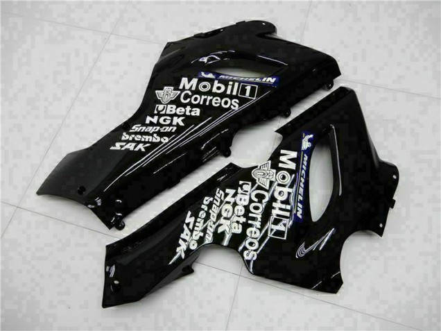 2005-2006 Kawasaki ZX6R Motorcycle Fairings - Glossy Black White West Canada Suppliers