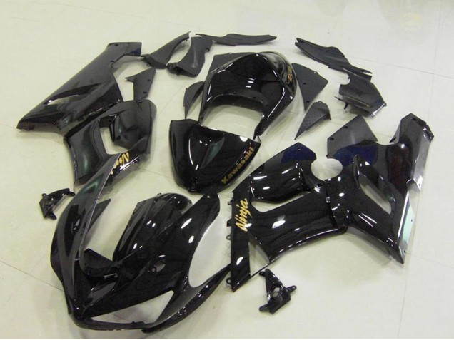 2005-2006 Kawasaki ZX6R Motorcycle Fairings - Glossy Black Gold Decals Canada Suppliers
