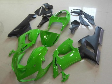 2005-2006 Kawasaki ZX6R Motorcycle Fairings - Green Matte Black Canada Suppliers