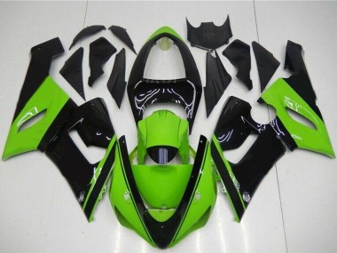 2005-2006 Kawasaki ZX6R Motorcycle Fairing - Green Glossy Black Canada Suppliers