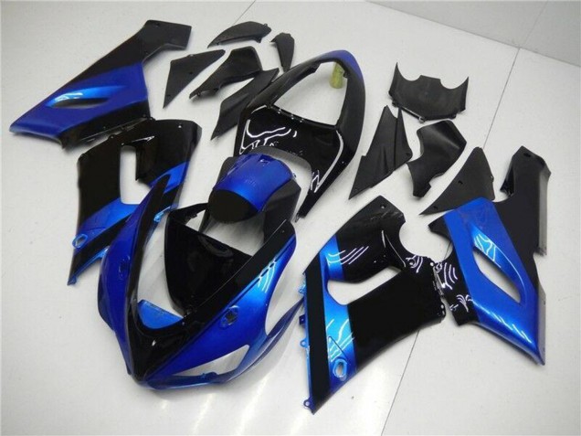 2005-2006 Kawasaki ZX6R Motorcycle Fairing Kits - Blue Glossy Black Canada Suppliers