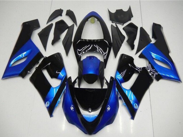 2005-2006 Kawasaki ZX6R Motorcycle Fairing Kits - Blue Glossy Black Canada Suppliers