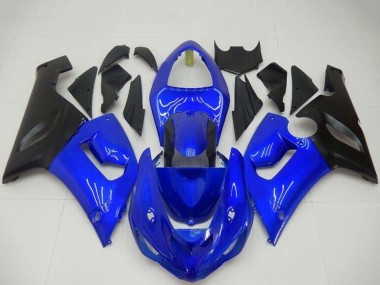 2005-2006 Kawasaki ZX6R Motorcycle Fairings - Blue Matte Black Canada Suppliers