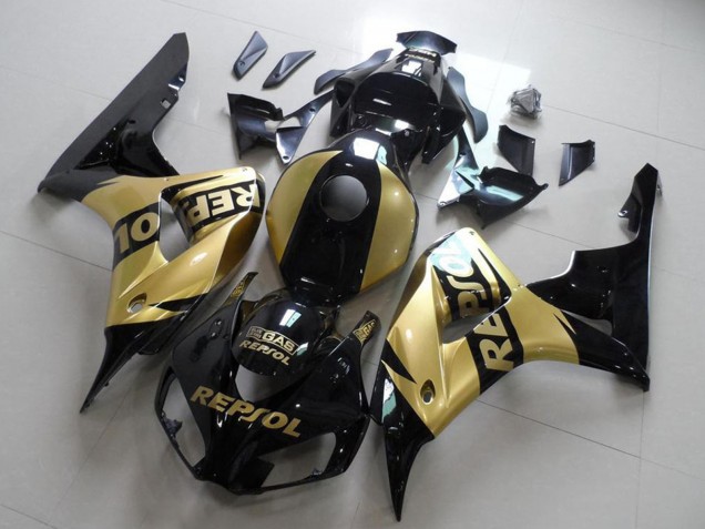 2006-2007 Honda CBR1000RR Motorcycle Fairings - Glossy Black Gold Repsol Canada Suppliers