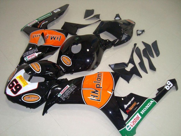 2006-2007 Honda CBR1000RR Motorcycle Fairings - Glossy Black Orange Green Hm Plant Racing 69 Canada Suppliers