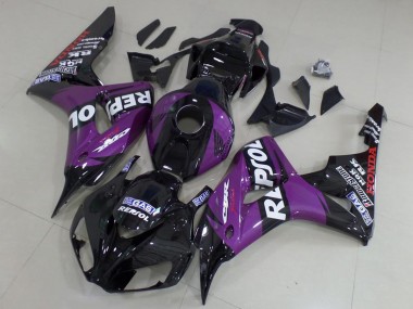 2006-2007 Honda CBR1000RR Motorcycle Fairings - Glossy Black Purple Repsol Canada Suppliers