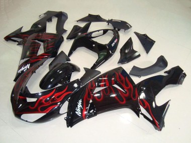 2006-2007 Kawasaki ZX10R Motorcycle Fairings - Glossy Black Red Flame Canada Suppliers