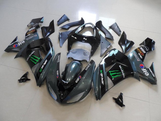2006-2007 Kawasaki ZX10R Motorcycle Fairings - Glossy Black Matte Black Green Elf Touch4 Monster Energy Canada Suppliers