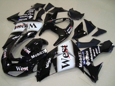 2006-2007 Kawasaki ZX10R Motorcycle Fairing - Glossy Black White West Canada Suppliers