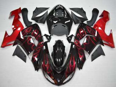 2006-2007 Kawasaki ZX10R Motorcycle Fairing - Glossy Black Red Flame Canada Suppliers