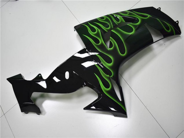 2006-2007 Kawasaki ZX10R Motorcycle Fairings - Glossy Black Green Flame Canada Suppliers