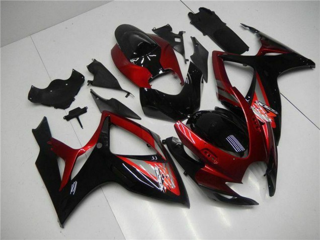 2006-2007 Suzuki GSXR 600/750 Motorcycle Fairing - Red Glossy Black Canada Suppliers