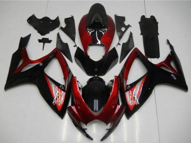 2006-2007 Suzuki GSXR 600/750 Motorcycle Fairing - Red Glossy Black Canada Suppliers