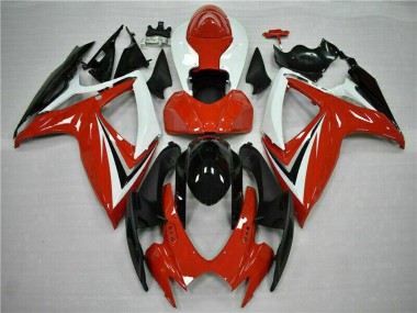 2006-2007 Suzuki GSXR 600/750 Motorcycle Fairings - White Red Glossy Black Stripe Canada Suppliers