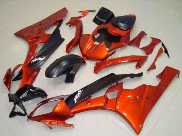 2006-2007 Yamaha YZF R6 Motorcycle Fairing Kits - Orange Matte Black Canada Suppliers