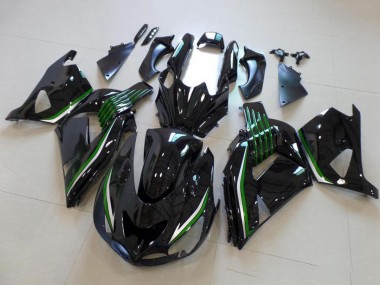 2006-2011 Kawasaki ZX14R ZZR1400 Motorcycle Fairings - Glossy Black Green Line Canada Suppliers