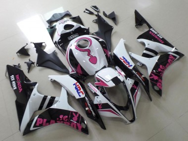 2007-2008 Honda CBR600RR Motorcycle Fairings - White Pink Matte Black HRC Playboy with Durex Canada Suppliers