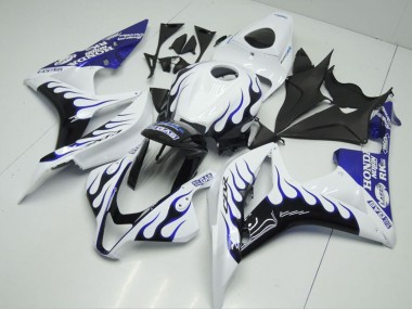 2007-2008 Honda CBR600RR Motorcycle Fairings - White Blue Glossy Black Flame Canada Suppliers
