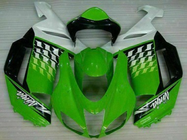 2007-2008 Kawasaki ZX6R Motorcycle Fairings - Green White Ninja Canada Suppliers