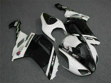 2007-2008 Kawasaki ZX6R Motorcycle Fairings - Black White Elf Canada Suppliers